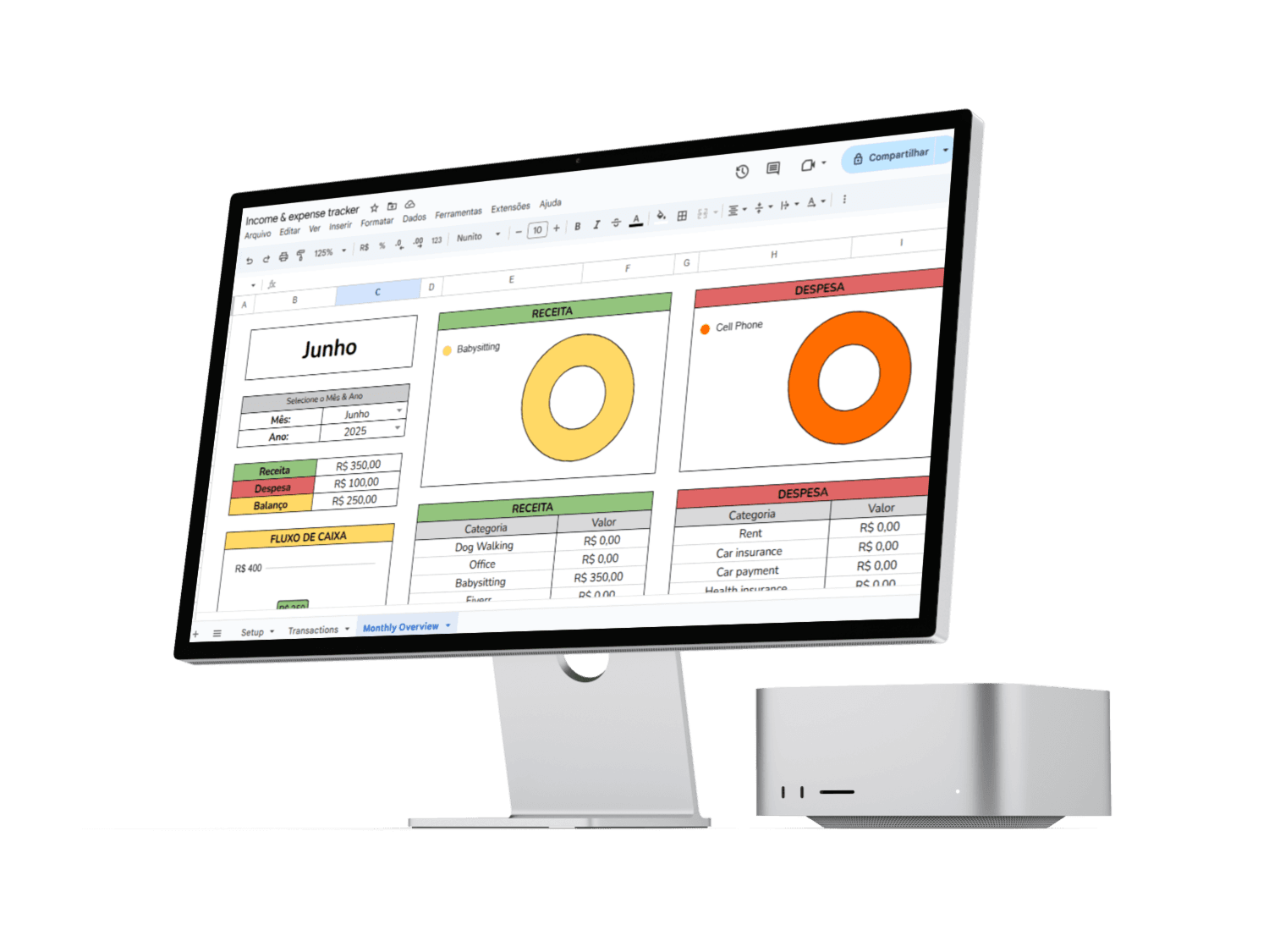 Mockup planilha mac studio